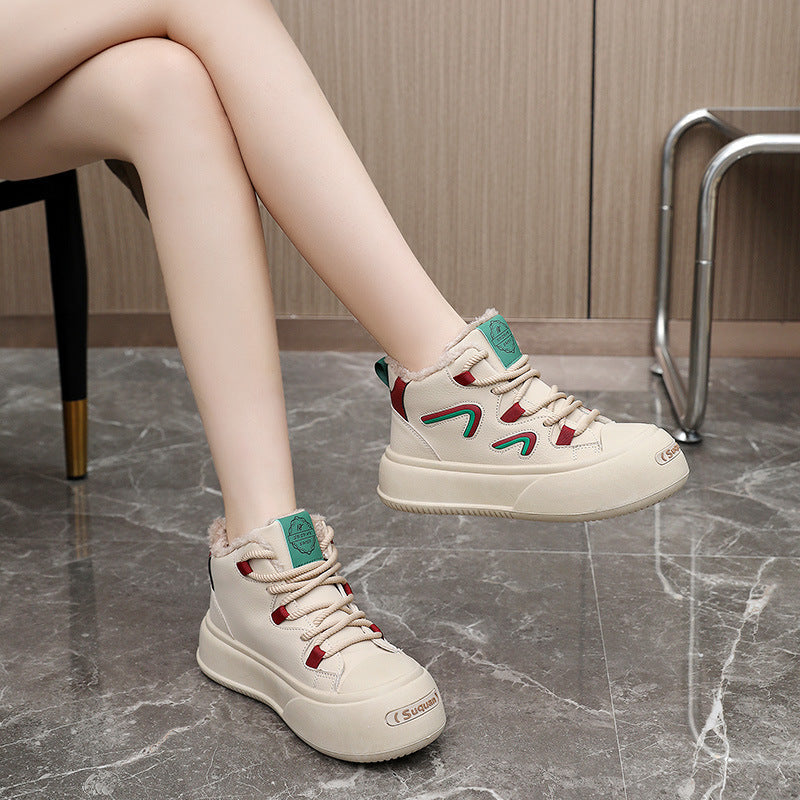 Damen hohe Sneaker mit flauschigem Innenfutter und modischem Design R&B