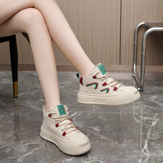 Damen hohe Sneaker mit flauschigem Innenfutter und modischem Design R&B