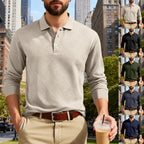Herren nan langärmeliges Poloshirt aus strukturiertem Jacquardstrick R&B