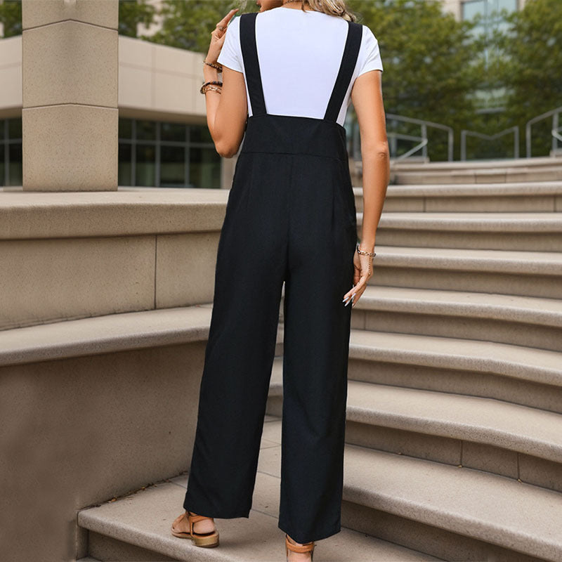 Damen Lässiger Jumpsuit mit praktischen Taschen und Knopfdetails