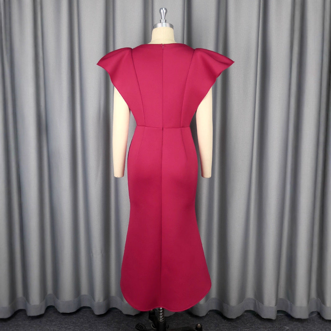 Damen figurbetontes Abendkleid mit voluminösen Rüschendetails R&B