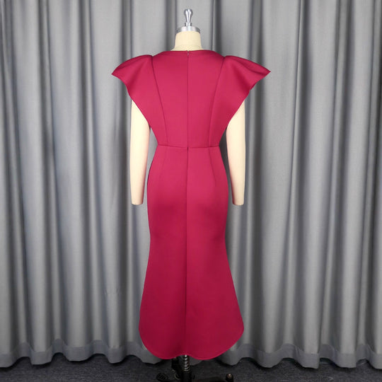 Damen figurbetontes Abendkleid mit voluminösen Rüschendetails R&B