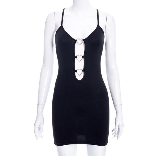Damen Körperbetontes Minikleid mit Herz-Ausschnitt R&B