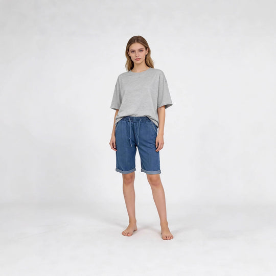 Damen Jeans-Shorts mit elastischem Bund und praktischen Taschen R&B