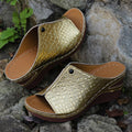 Damen Wedge-Pantoletten mit elegantem Krokodil-Look und komfortabler Sohle R&B