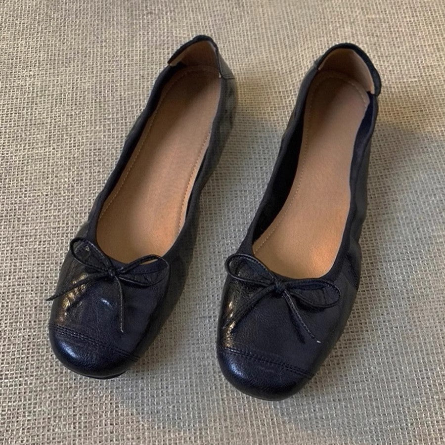 Damen Ballerinas mit verspieltem Schleifendetail und weichem Leder