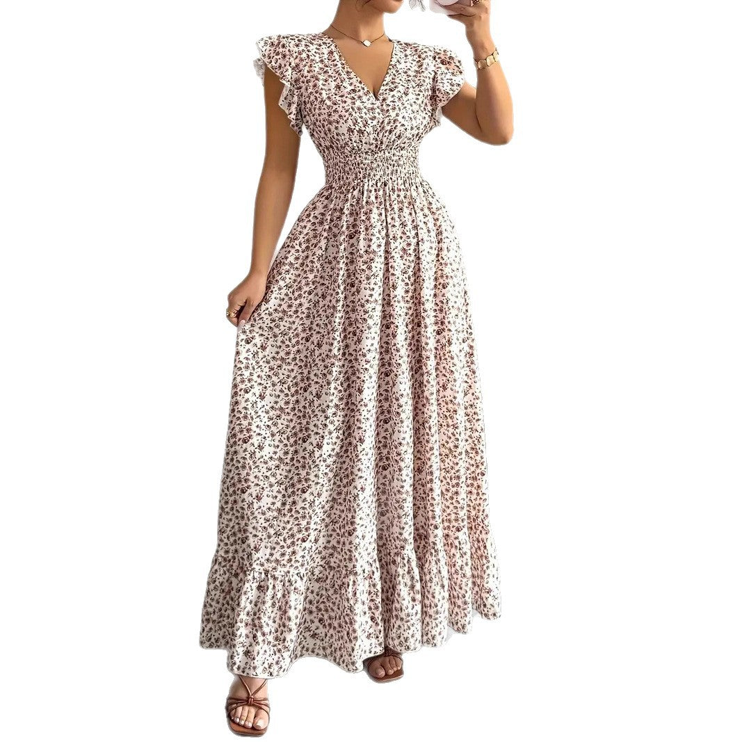 Damen Maxikleid mit Rüschenträgern und elastischem Tailleneinsatz R&B