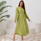Damen Elegantes Maxikleid mit weitem Schnitt und Ballonärmeln R&B