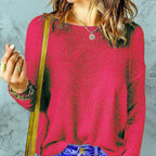 Damen Grober Strickpullover mit weitem Schnitt und dekorativem V-Ausschnitt R&B
