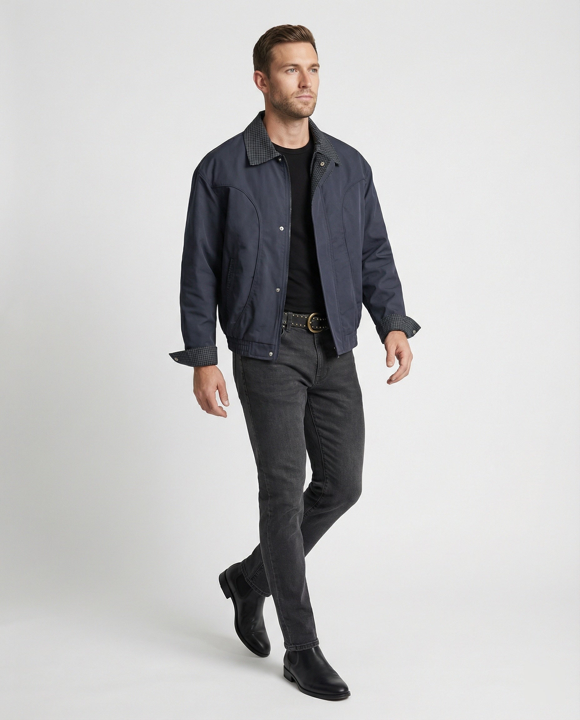 Herren wattierte Oversize-Bomberjacke mit verdecktem Reißverschluss und elastischem Saum R&B