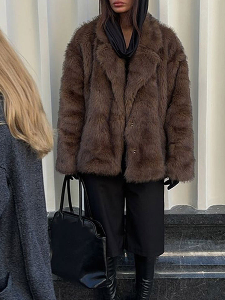 Damen Kunstfelljacke im oversized Design mit lässigem Schnitt R&B