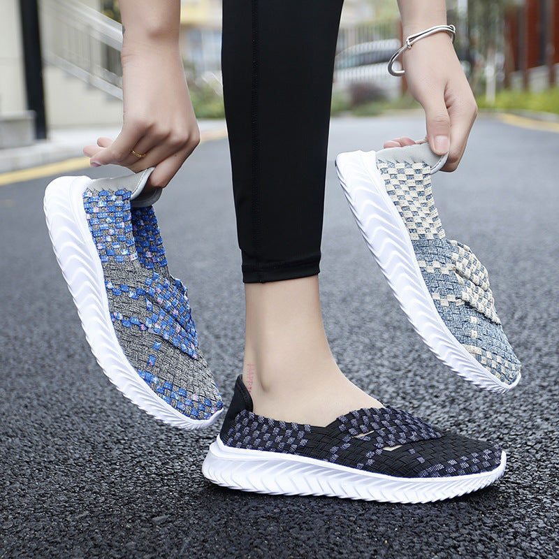 Damen Slip-On Sneakers mit atmungsaktiver Gewestruktur