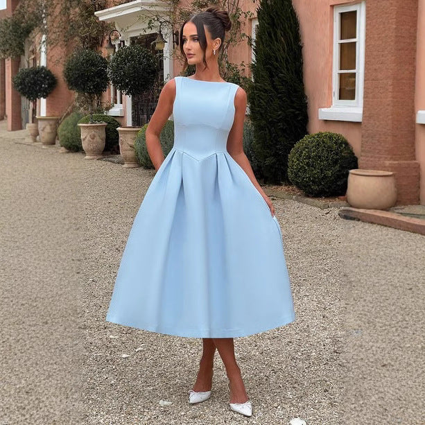 Damen Elegantes Maxikleid mit ausgestellten Ärmeln und raffiniertem Rock R&B
