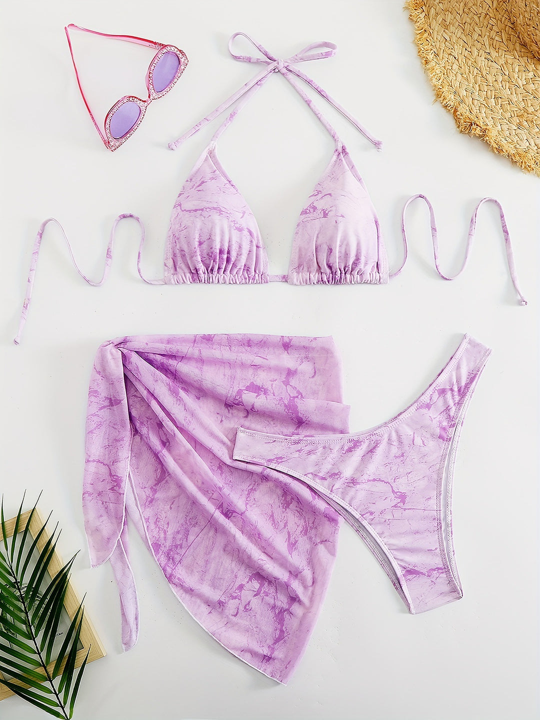 Damen Triangel-Bikini-Set mit elegantem Wickelsarong R&B