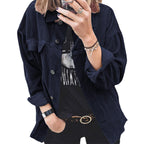Damen modische Cordjacke mit praktischen aufgesetzten Taschen und lässigem Schnitt R&B