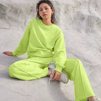 Damen nan Oversize-Sweatshirt und weite Loungehose Set mit Tunnelzug, dezenter Nahtführung und elastischen Bündchen R&B