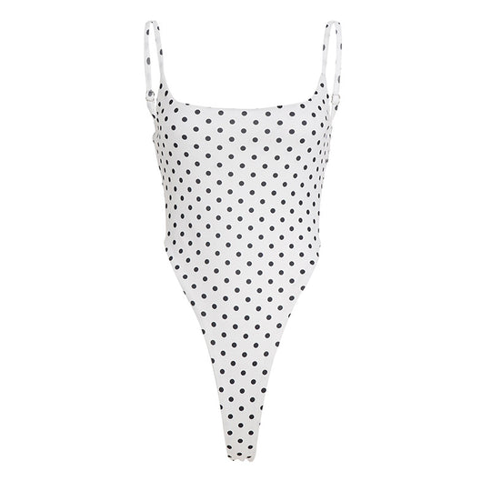 Damen Badeanzug mit hochgeschnittenem Design und verspieltem Polka-Dots-Muster R&B