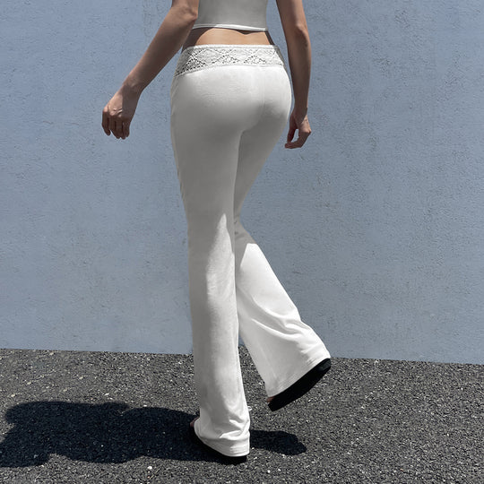 Damen lockere Sporthose mit Spitze und elastischem Bund R&B