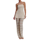 Damen elegantes Oberteil mit luftiger Häkelhose R&B