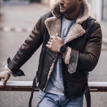 Herren jacke mit luxuriösem Pelzfutter und markantem Kragen R&B