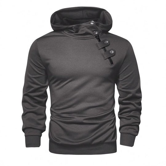 Herren Hoodie mit innovativem Kragen und praktischer Taschenlösung R&B