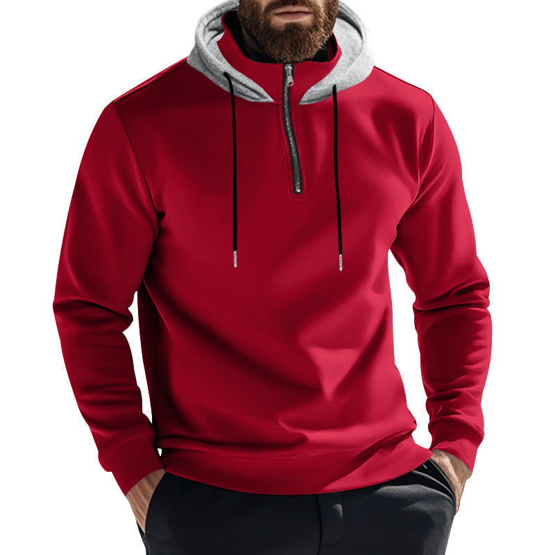 Herren Sportlicher Kapuzenpullover mit halbem Reißverschluss und atmungsaktivem Material R&B
