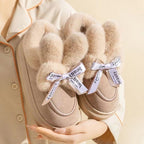 Damen Flauschige Hausschuhe mit dekorativen Schleifendetails R&B