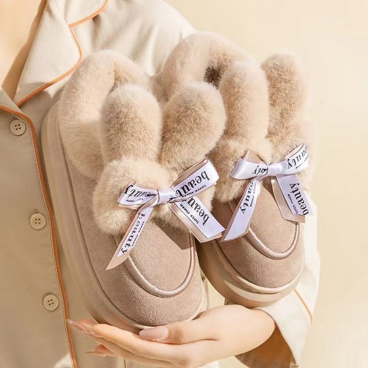 Damen Flauschige Hausschuhe mit dekorativen Schleifendetails R&B