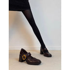 Damen Elegante Mary Jane Pumps mit komfortablem Blockabsatz und dekorativem Schnallenakzent