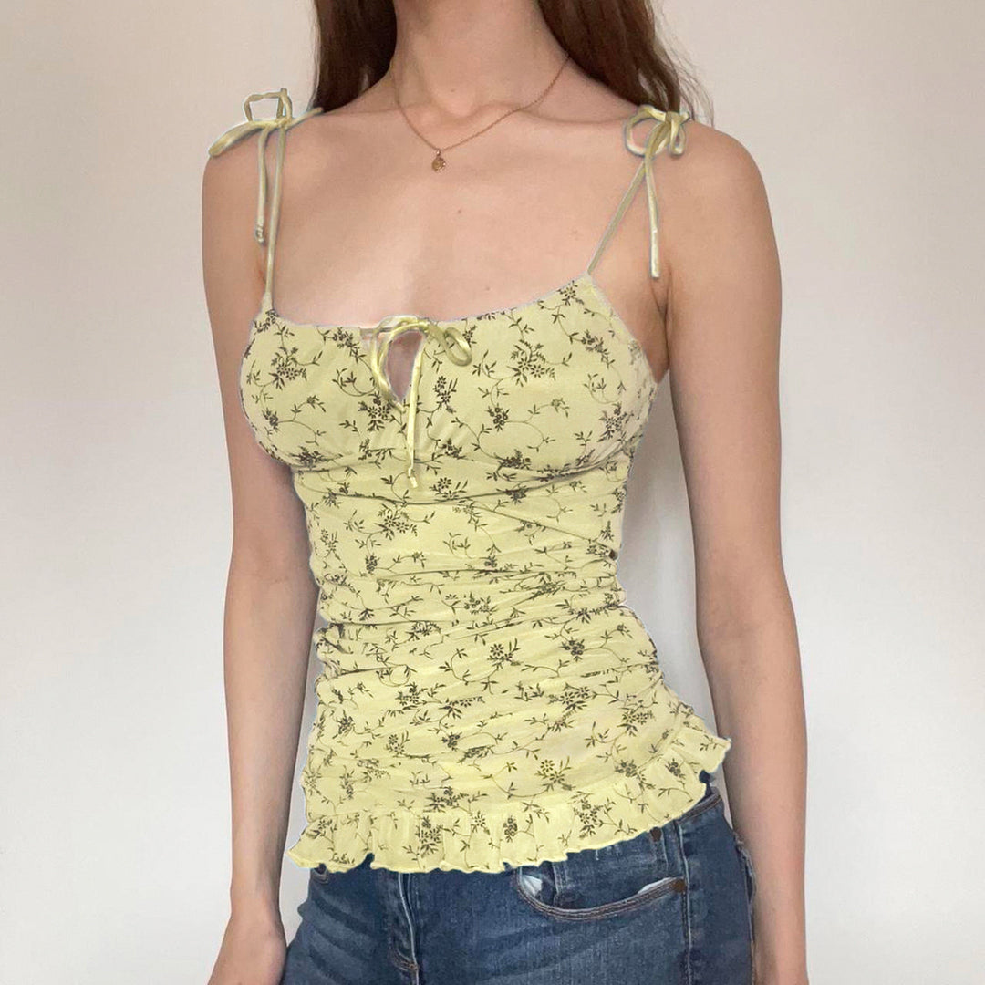 Damen ärmelloses Top mit variablen Trägern und floralem Design R&B