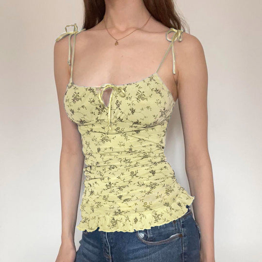 Damen ärmelloses Top mit variablen Trägern und floralem Design R&B