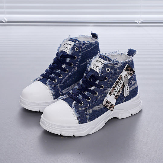 Damen High-Top Sneakers mit vintage Denim-Detail und verstärkter Sohle R&B