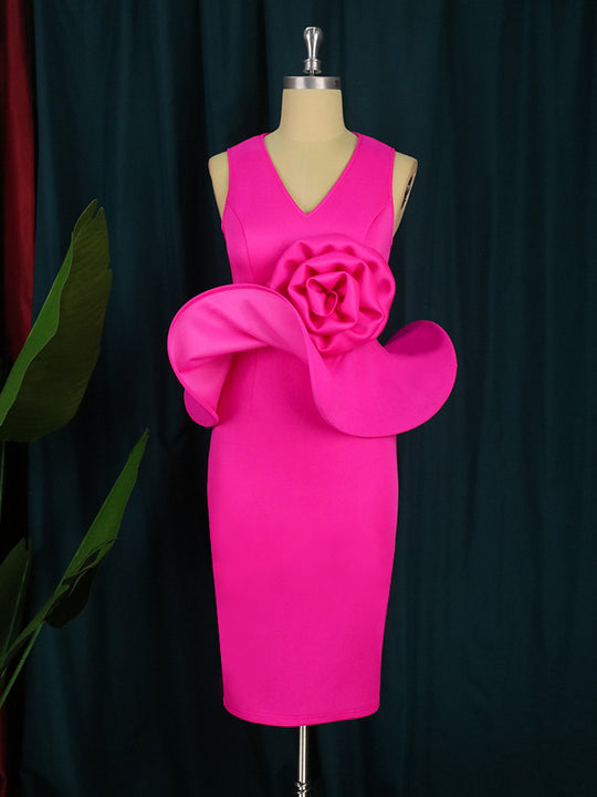 Damen Cocktailkleid mit kunstvollem Blumenapplikation R&B