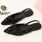 Damen Elegante Slingback-Sandaletten mit glitzernden Pailletten R&B