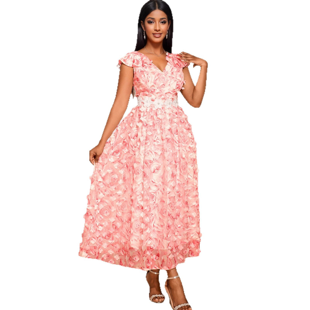 Damen Elegantes Maxikleid mit floralen Rüschen R&B