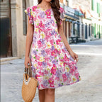 Damen Lässiges Sommerkleid mit Rüschendetails und floralen Mustern R&B