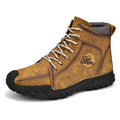 Damen robuste Schnürboots aus Kunstleder mit rutschfester Profilsohle