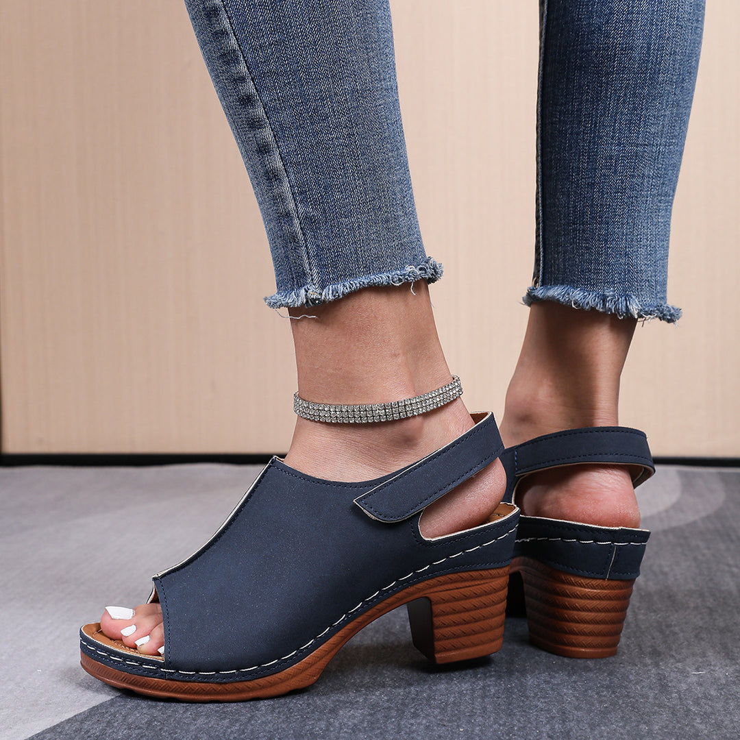 Damen Clogs mit elegantem offenes Design und komfortablem Blockabsatz R&B