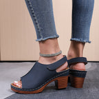 Damen Clogs mit elegantem offenes Design und komfortablem Blockabsatz R&B