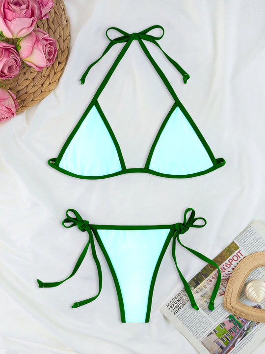 Damen Triangel-Bikini-Set mit individuell anpassbarem Kordelzug R&B