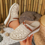 Damen Komfortable und elegante Clogs mit luftiger Häkelstruktur R&B