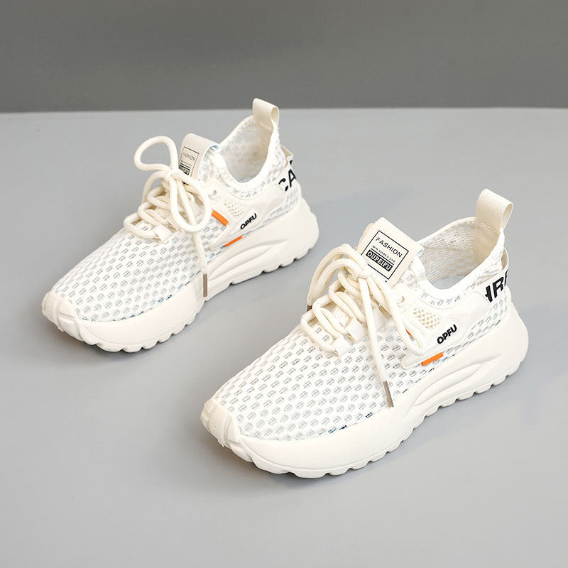 Damen atmungsaktive Sneakers mit stoßdämpfendem Profil und elastischem Schnürsystem R&B