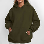 Damen Lockere Kapuzenpullover aus weichem Fleece mit Kängurutasche R&B