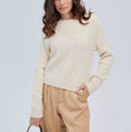 Damen Rückenschnitt Pullover mit strukturiertem Zopfmuster