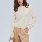 Damen Rückenschnitt Pullover mit strukturiertem Zopfmuster