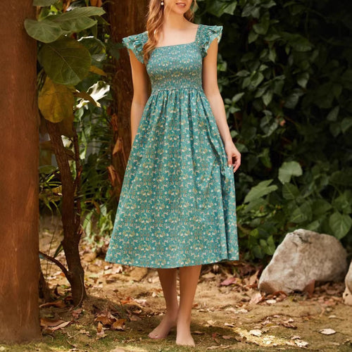 Damen Maxikleid mit tailliertem Schnitt und romantischen Rüschendetails R&B