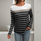 Damen Langarmshirt mit modernem Streifenmuster und lässigem Schnitt R&B