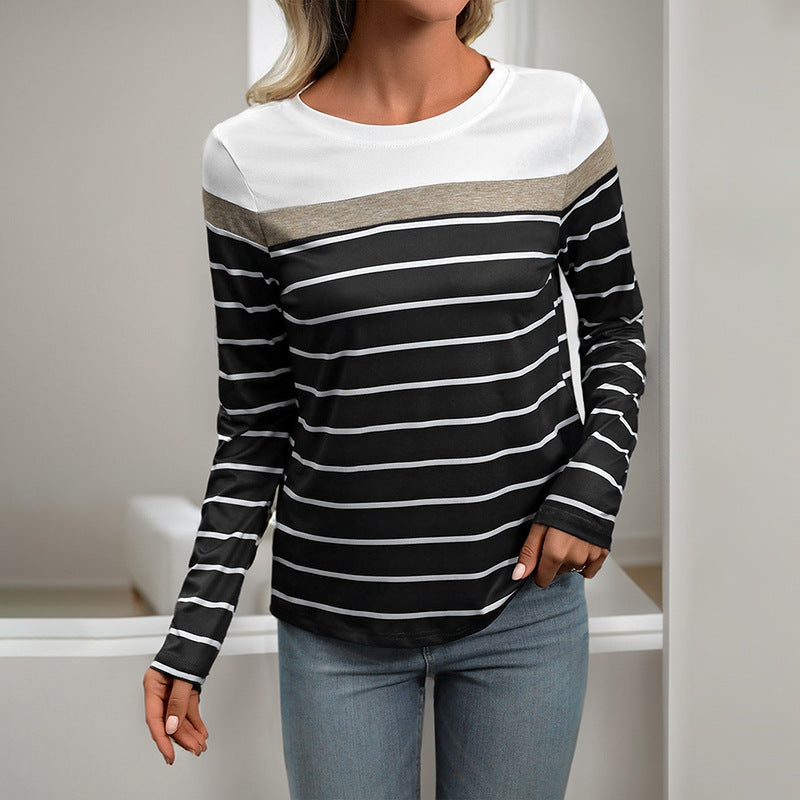 Damen Langarmshirt mit modernem Streifenmuster und lässigem Schnitt R&B