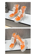 Damen trendige Stiefeletten im transparenten Design mit knalligem Detail R&B