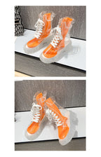 Damen trendige Stiefeletten im transparenten Design mit knalligem Detail R&B